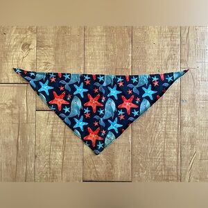 Barkbox Double Sided Starfish Whales Patterned Bandana For Medium Sized Dog